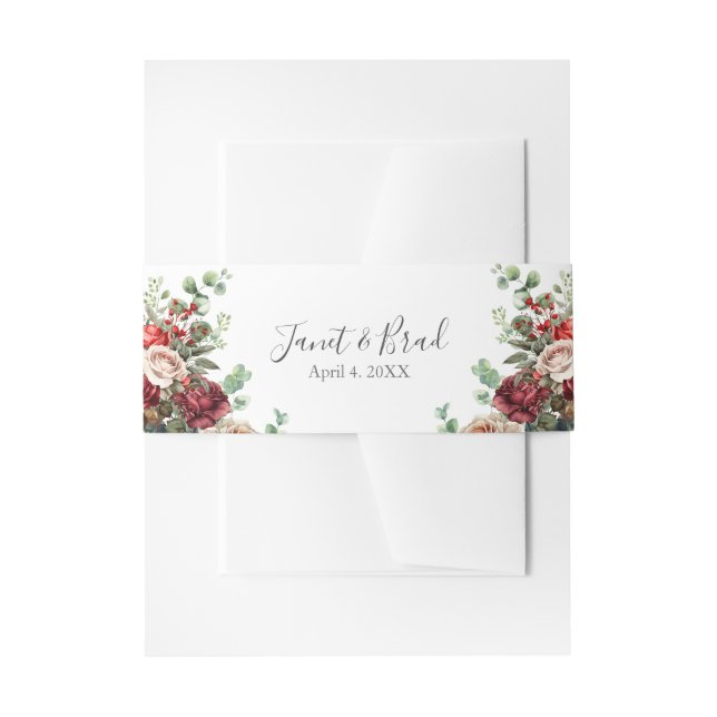 Bandeau De Faire-part Rose Floral Eucalyptus Mariage (Devant example)