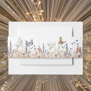 Bandeau De Faire-part Rose Gold Butterfly Garden Invitation Belly Band