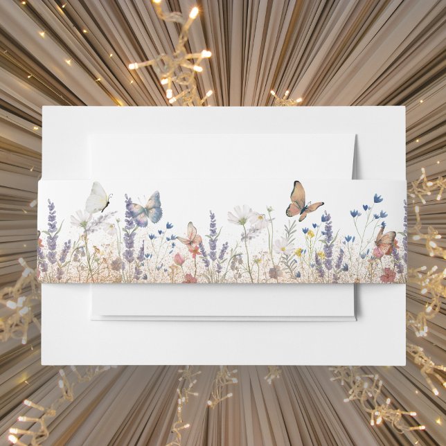 Bandeau De Faire-part Rose Gold Butterfly Garden Invitation Belly Band (Créateur téléchargé)