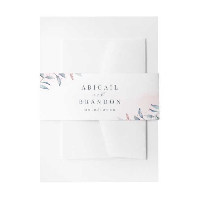 Bandeau De Faire-part Rose Gold Dusty Blue Greenery Mariage géométrique (Devant example)