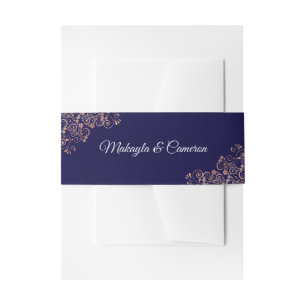 Bandeau De Faire-part Rose Gold Frills & Marine Elegant Wedding