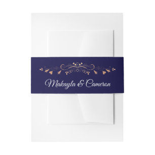 Bandeau De Faire-part Rose Gold & Navy Elegant Simple Mariage