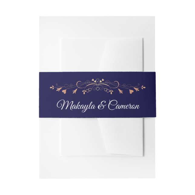 Bandeau De Faire-part Rose Gold & Navy Elegant Simple Mariage (Devant example)