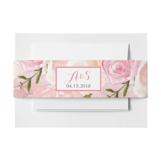 Bandeau De Faire-part rose hydrangée Floral ceinture bande (Devant Example)
