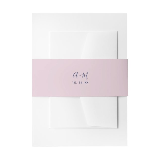 Bandeau De Faire-part Rose & Marine | Simple Mariage Monogram Belly Band (Devant example)