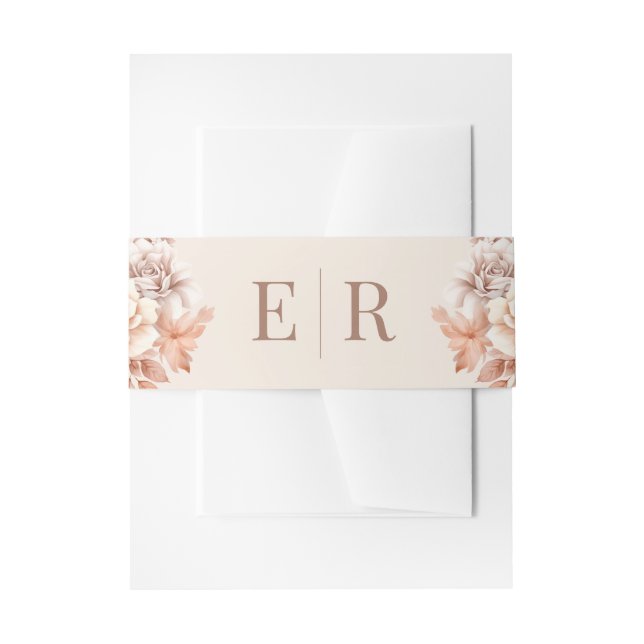 Bandeau De Faire-part Rose moderne or Floral Mariage Monogramme (Devant example)