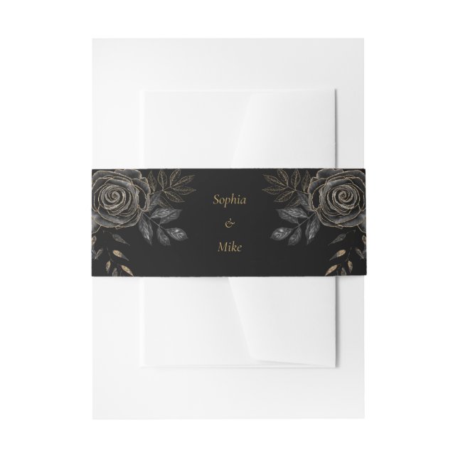 Bandeau De Faire-part Rose noir & or café Mariage gothique (Devant example)
