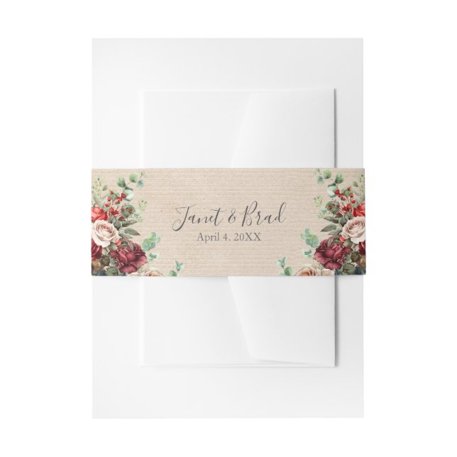 Bandeau De Faire-part Rose romantique Floral Eucalyptus Mariage (Devant example)
