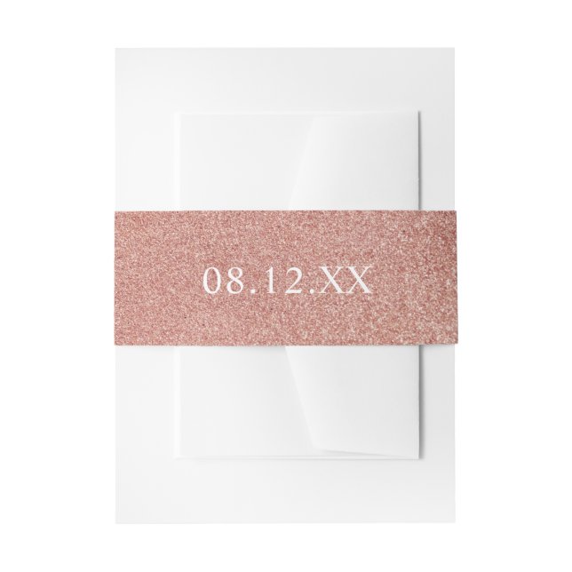 Bandeau De Faire-part Rose simple Gold Faux Parties scintillant Glam Dat (Devant example)