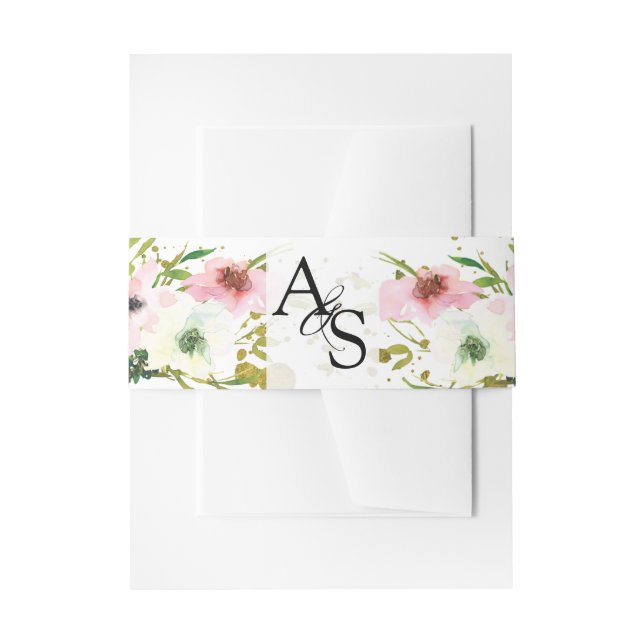 Bandeau De Faire-part Roses blanches et blanches éclaboussures d'or mari (Devant example)