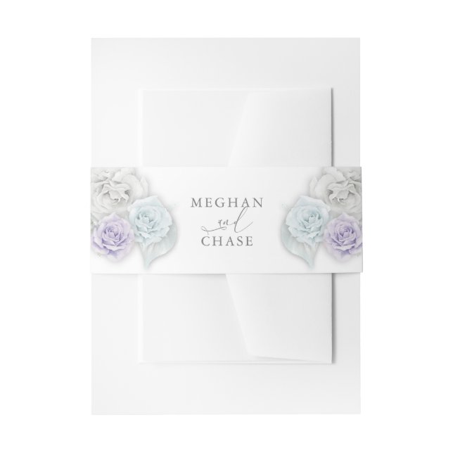 Bandeau De Faire-part Roses blancs Lilac et Bébé Bleu (Devant example)