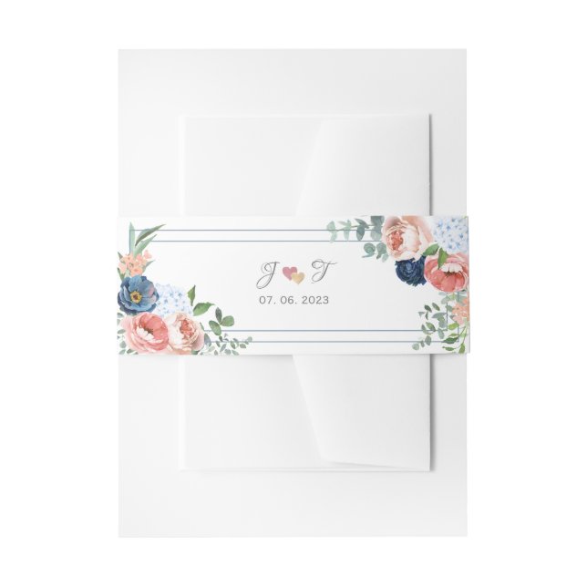 Bandeau De Faire-part Roses bleu et bleu (Devant example)