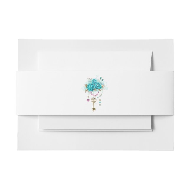 Bandeau De Faire-part Roses turquoise avec touches (Devant Example)
