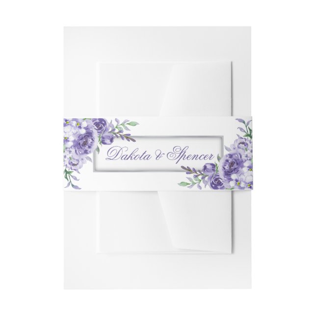 Bandeau De Faire-part Roses violets | Elégante aquarelle florale Boho (Devant example)
