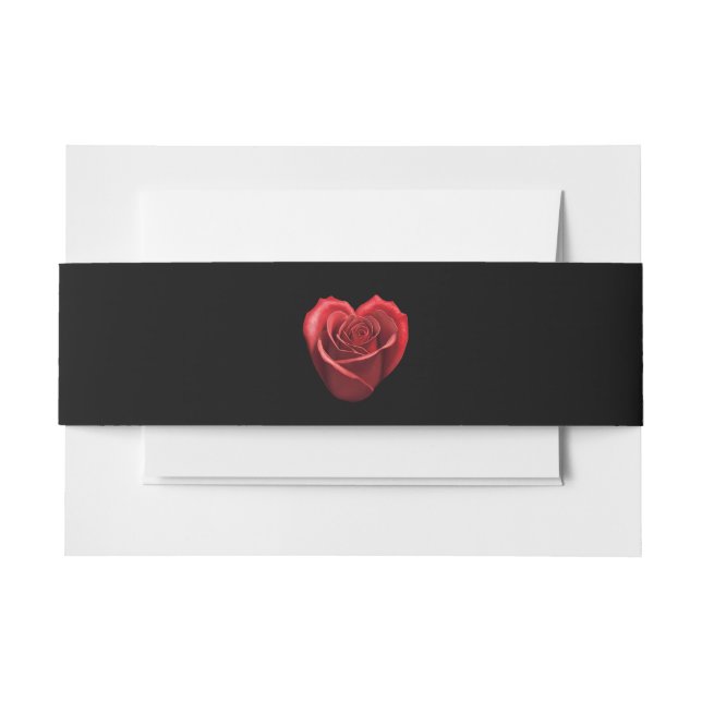 Bandeau De Faire-part Rouge en forme de coeur Rose-Mariage- (Devant Example)