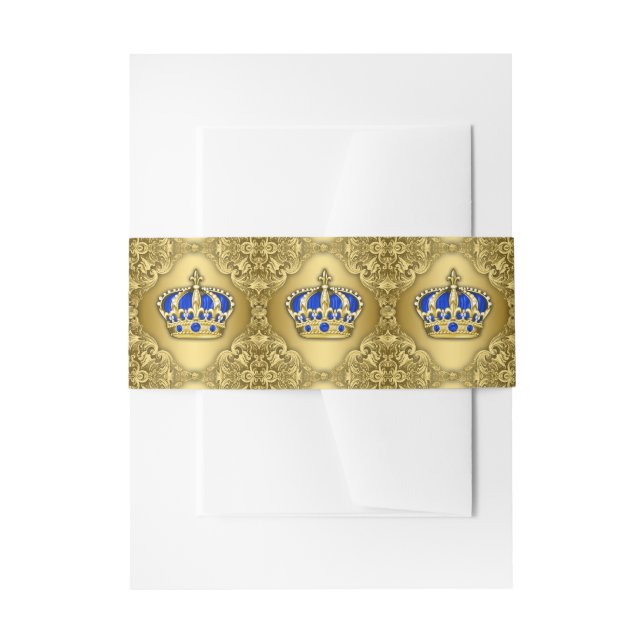 Bandeau De Faire-part Royal Blue and Gold Crown (Devant example)