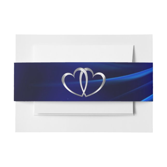 Bandeau De Faire-part Royal Blue Diamonds Mariage Coeurs d'argent (Devant Example)