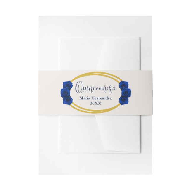 Bandeau De Faire-part Royal Blue et Gold Geometry Quinceañera (Devant example)