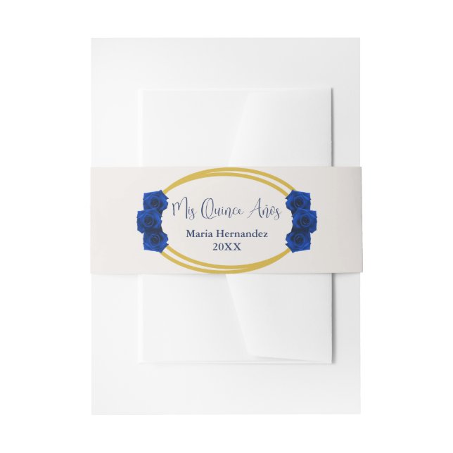 Bandeau De Faire-part Royal Blue et Gold Geometry Quinceañera (Devant example)
