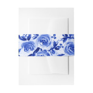 Bandeau De Faire-part Royal Blue Floral Mariage aquarelle
