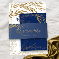 Royal Blue Gold Leaf et Confetti Quinceanera