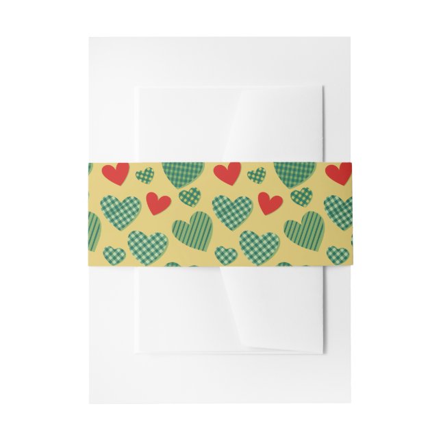 Bandeau De Faire-part Ruban Coeurs rouges et verts (Devant example)