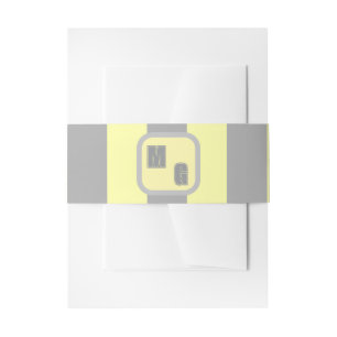 Bandeau De Faire-part Rugby jaune et gris rayures Monogramme