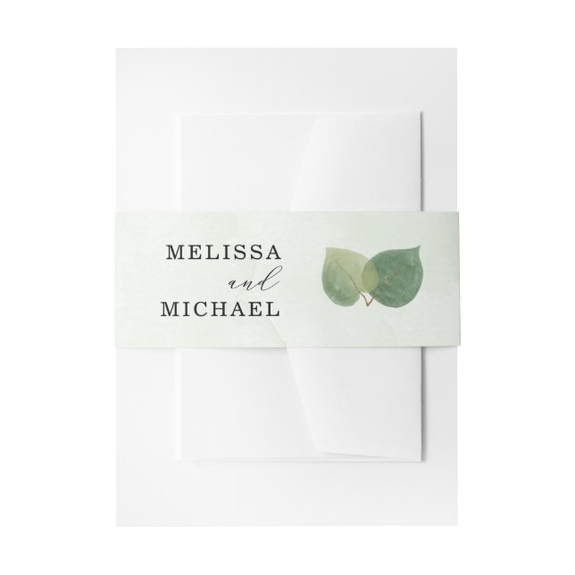 Bandeau De Faire-part Russe Aquarelle Eucalyptus Feuille Sage Vert (Devant example)