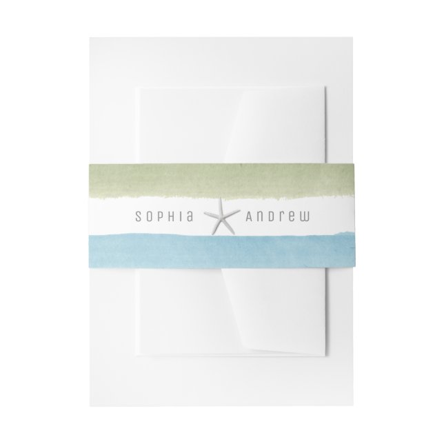 Bandeau De Faire-part Rustique aquarelle rayures nautique mariage plage  (Devant example)