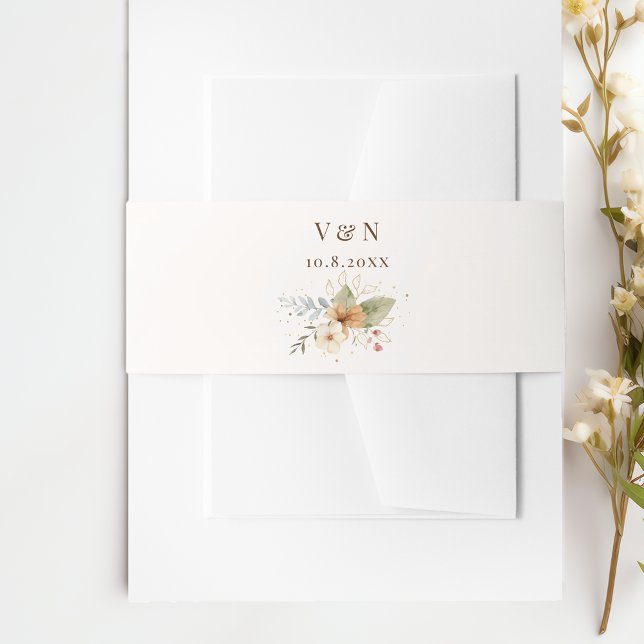 Bandeau De Faire-part Rustique Automne Rose Botanique (Créateur téléchargé)