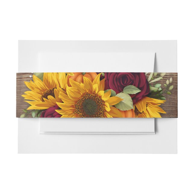 Bandeau De Faire-part Rustique Autum Floral Belly Band (Devant Example)