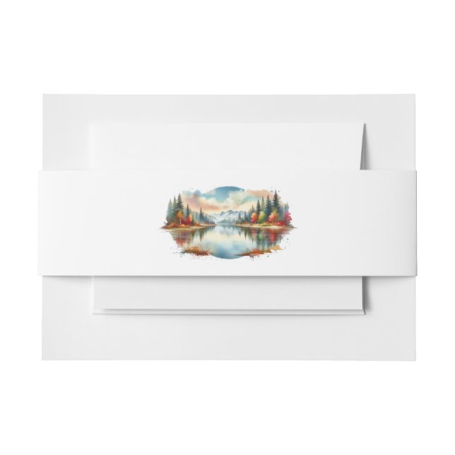 Bandeau De Faire-part Rustique Autumn Lakeside Mariage forestier (Devant Example)