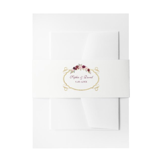 Bandeau De Faire-part Rustique Bourgogne Marsala Mariage de automne Flor (Devant example)