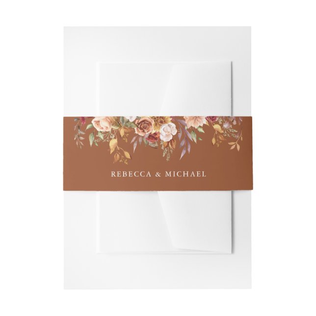 Bandeau De Faire-part Rustique Bourgogne Terracotta Mariage Floral (Devant example)