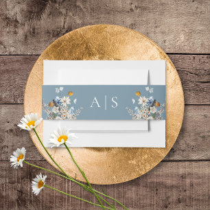 Bandeau De Faire-part Rustique Dusty Blue Fleurs sauvages & Daisy Mariag