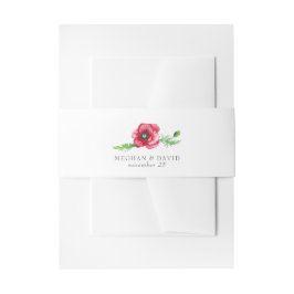 Bandeau De Faire-part Rustique Elegant Aquarelle Script Red Poppy Mariag