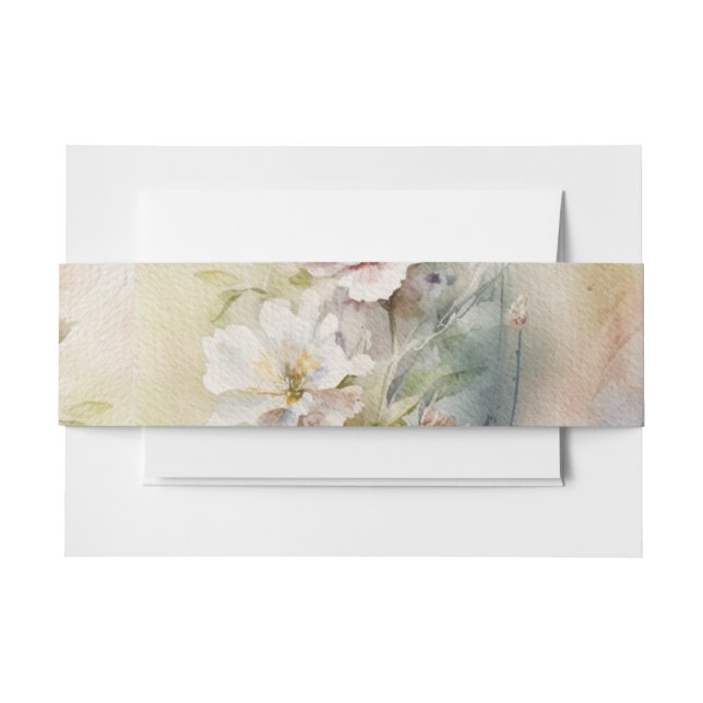 Bandeau De Faire-part Rustique Retro Fleur sauvage d'aquarelle Mariage (Devant Example)