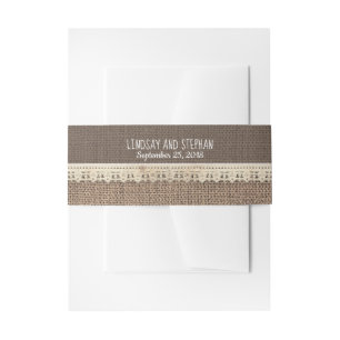 Bandeau De Faire-part Rustique Vintage Burlap Lace Mariage