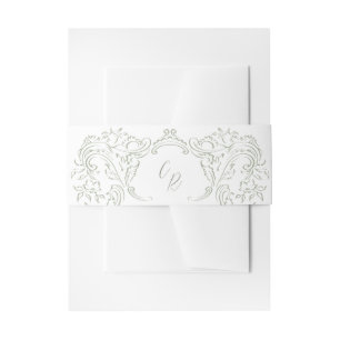 Bandeau De Faire-part Sage esquissé Vintage Mariage de monogramme