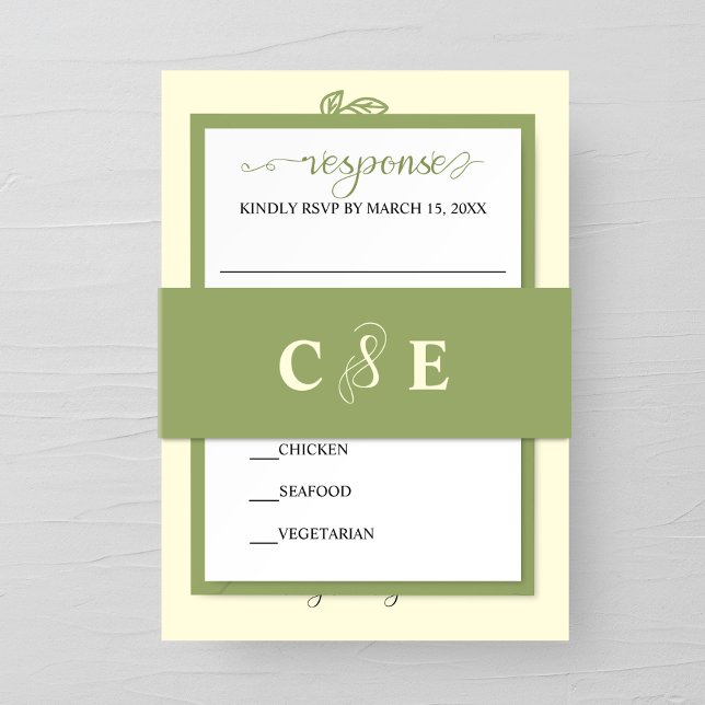 Bandeau De Faire-part Sage Green et Mariage de calligraphie de crème (Créateur téléchargé)