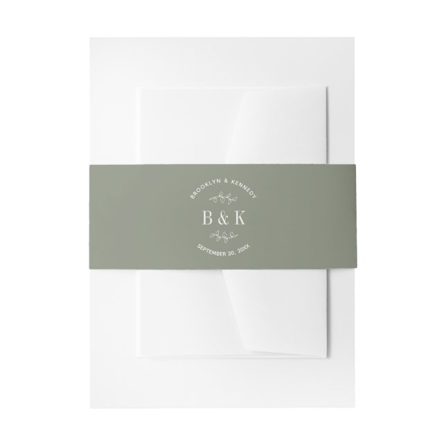 Bandeau De Faire-part Sage Green Floral Botanogram Nom du couple (Devant example)