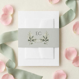 Bandeau De Faire-part Sage Green Olive Branch Monogram Wedding