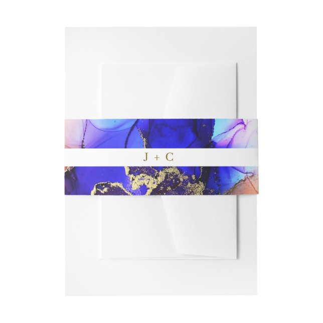 Bandeau De Faire-part Sapphire Blue Orange Mariage monogramme (Devant example)