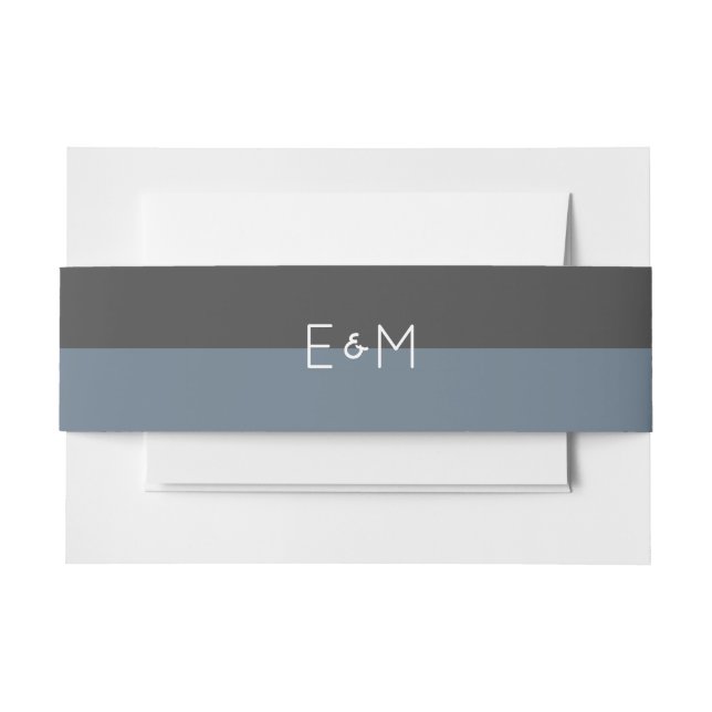 Bandeau De Faire-part Sapphire Steel Blue Monogrammed Mariage Pack (Devant Example)