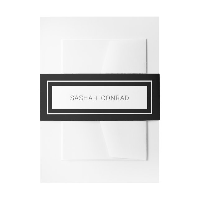 Bandeau De Faire-part Sasha Black Mariage moderne (Devant example)