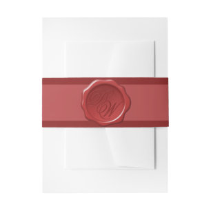 Bandeau De Faire-part Sceau de cire rouge Monogramme 2 Initiales Élégant