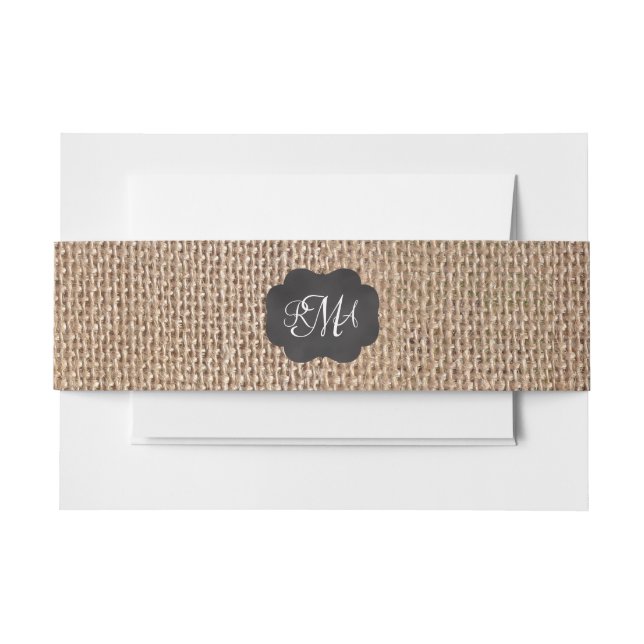Bandeau De Faire-part Scénario Burlap Triple Script Monogramme (Devant Example)