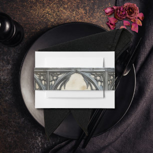 Bandeau De Faire-part Scènes gothiques Moody Crème Vintage et Noir