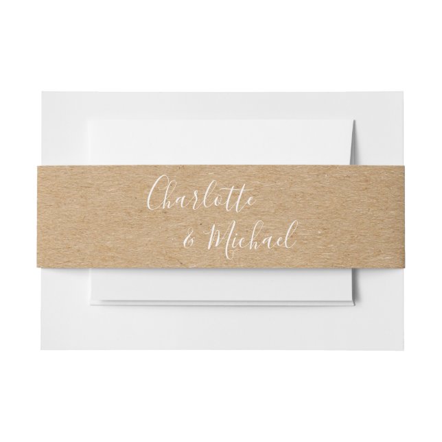 Bandeau De Faire-part Script de signature rustique Kraft (Devant Example)