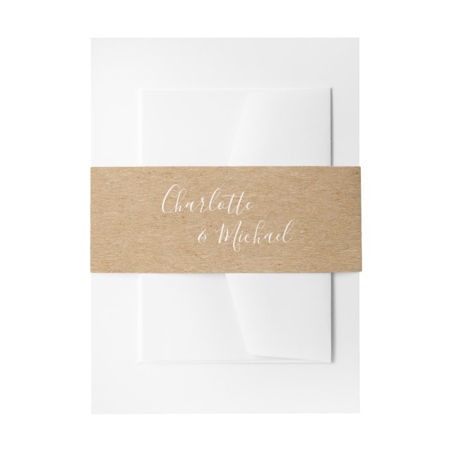 Bandeau De Faire-part Script de signature rustique simple Kraft (Devant example)